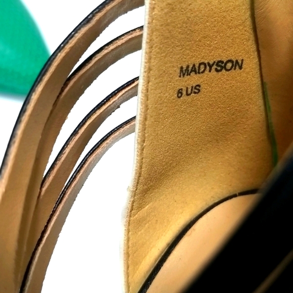 Beau + Ashe Cage Pointed Toe Stiletto Heels Size 6 Teal Green White & Black Desi - Picture 6 of 7